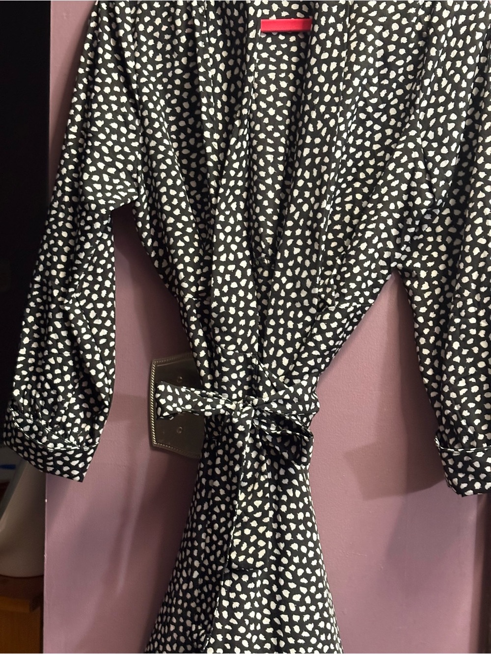 Black and White Print Tie-Waist Wrap Dress